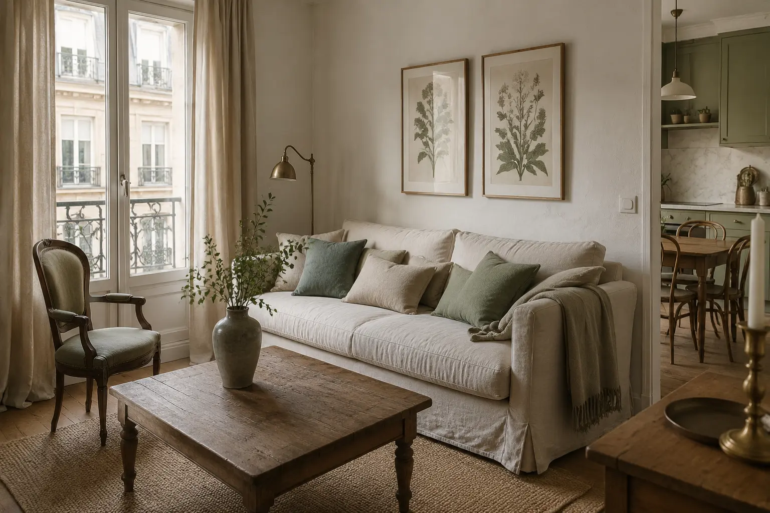 Kleines Wohnzimmer im französischen Landhausstil