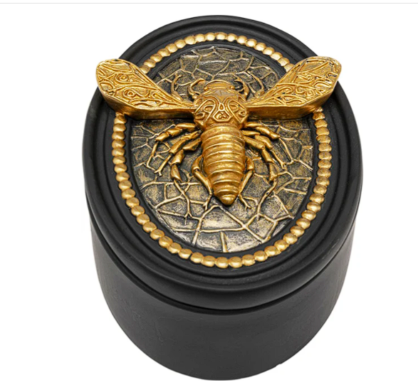Schwarze Deko Box Bee mit goldfarbenem Insektenmotiv von KARE