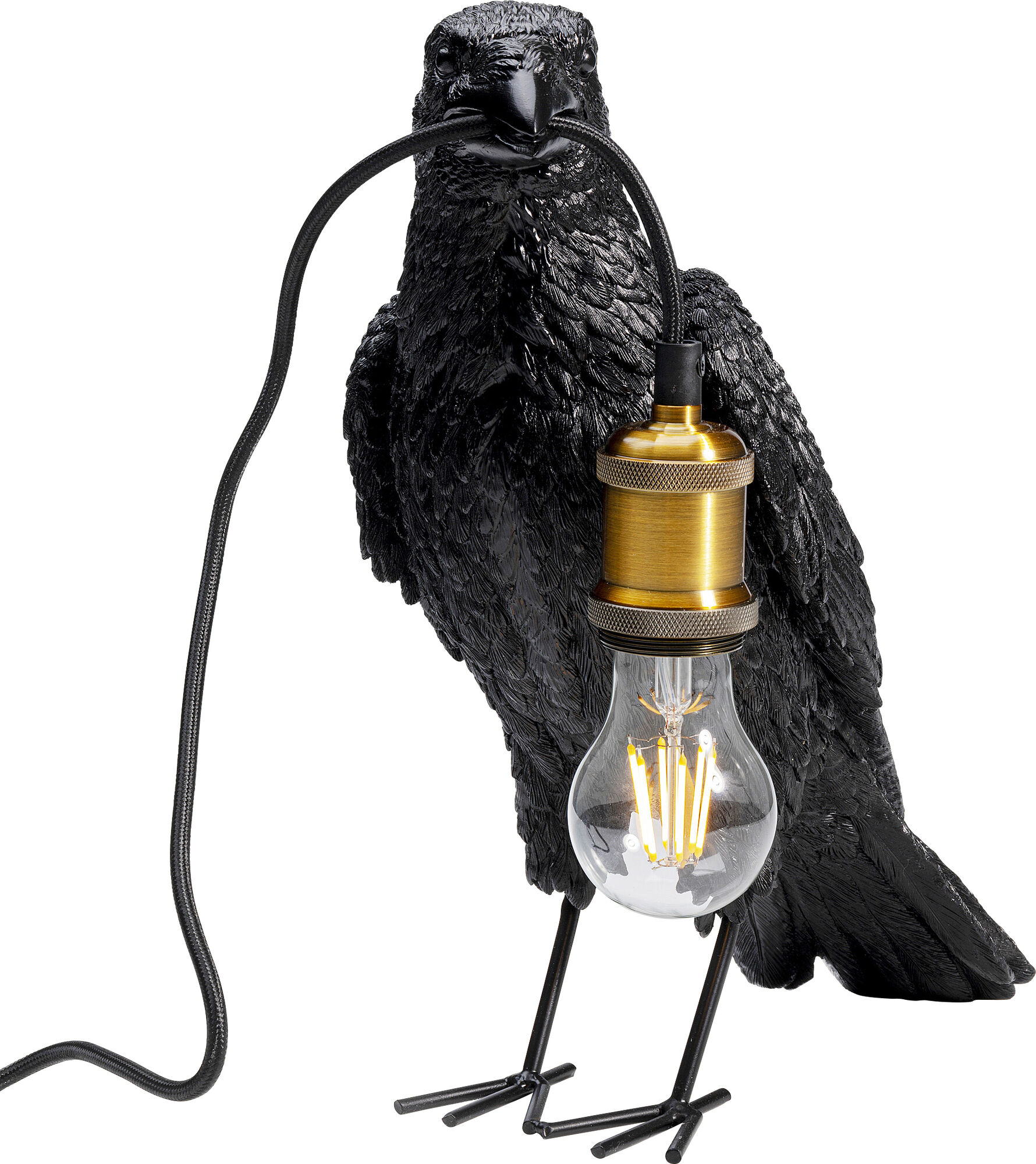 Mattschwarze Tischleuchte Animal Crow mit Rabenmotiv von KARE